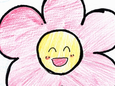 笑顔の花と虹のイラスト