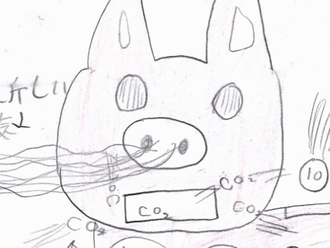 機械でできた豚のイラスト