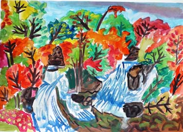 竜頭の滝と秋の森