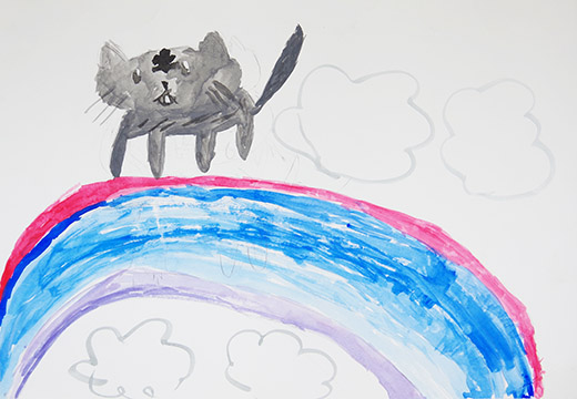 「虹を歩くネコ」