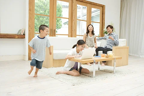 ワンフロアで家族との触れ合いを楽しむことができる