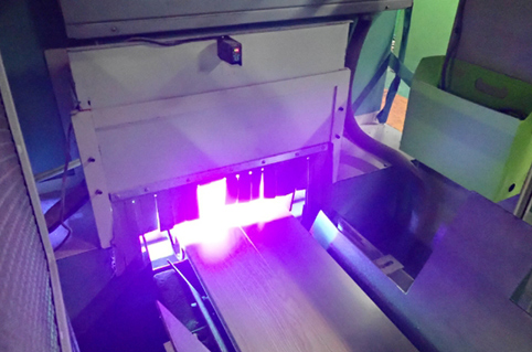 画像：塗料硬化工程での照射LED化（群馬工場）