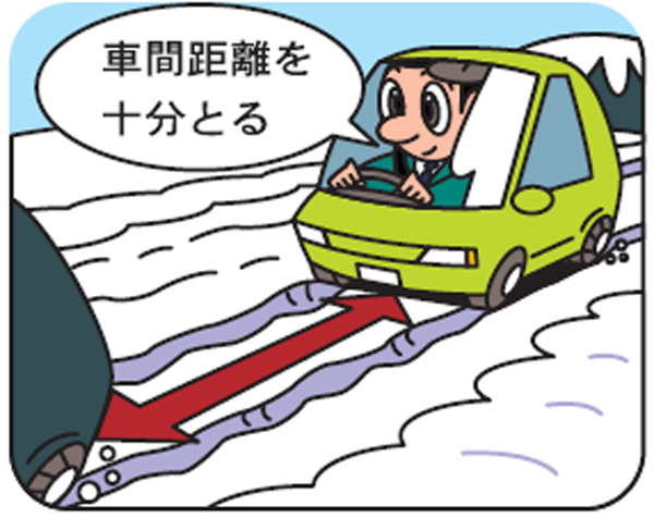 速度を落とし車間距離をとる