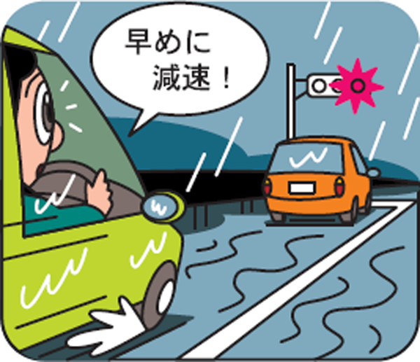 タイヤと路面の摩擦抵抗によって停止距離は変わる