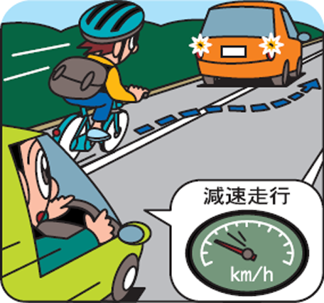 自転車の動きを予想した運転をする