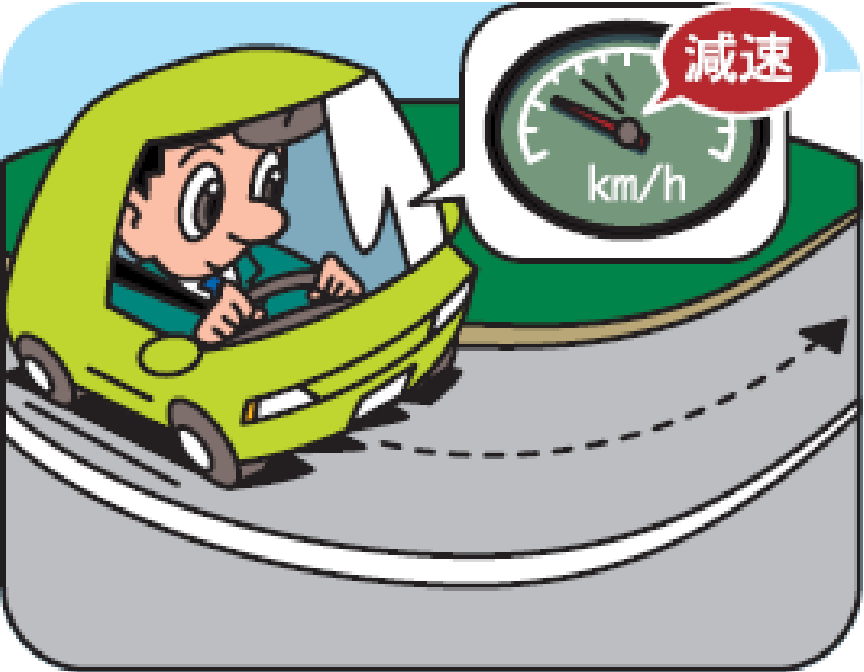 カーブの手前で十分に速度を落とす