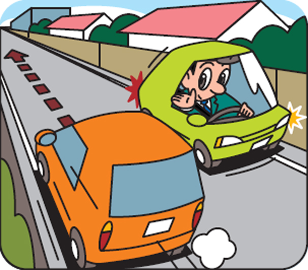 狭路でのすれ違い時は停止して相手を先に行かせる