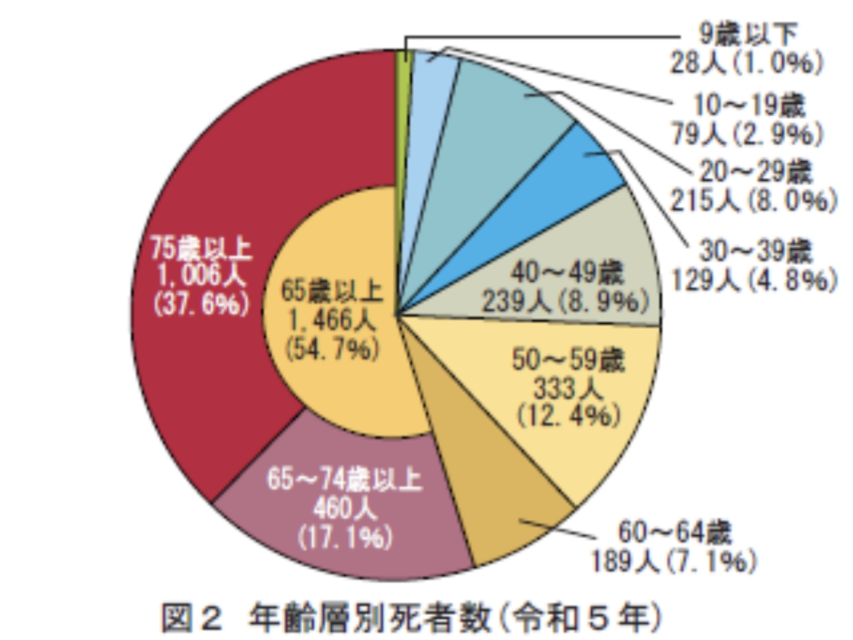65歳以上の高齢者の死者数が半数を超える