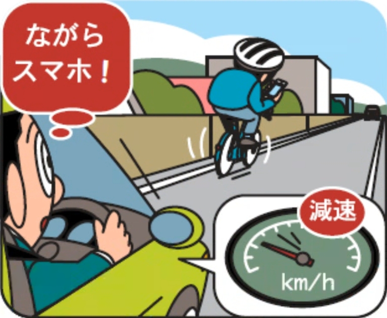 後方から自転車に接近する時は、自転車は車に気づいていないと考える