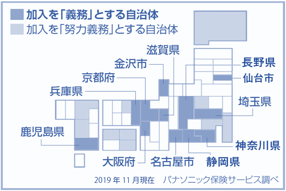 【参考】自転車保険等の加入を義務とする全国の自治体