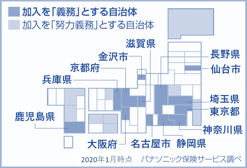 【参考】自転車保険等の加入を義務とする全国の自治体