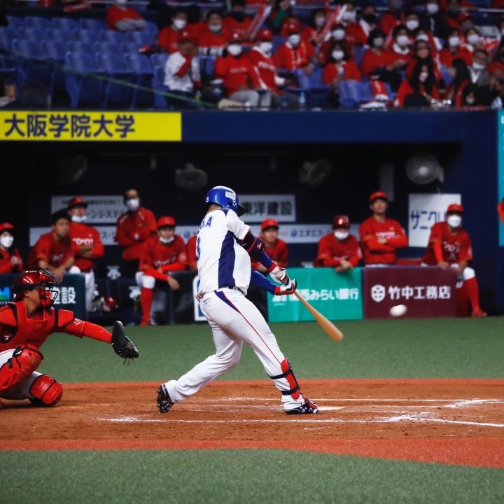 画像：トヨタ戦で代打として出場。会場を沸かせました。