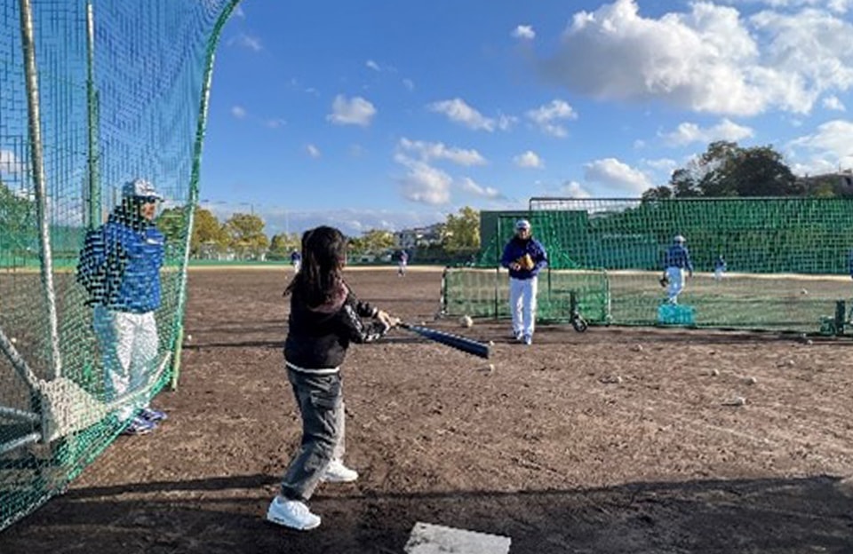 写真：いざ、バッティング体験！