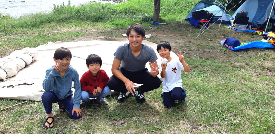 画像：榎本選手、人生初のキャンプ